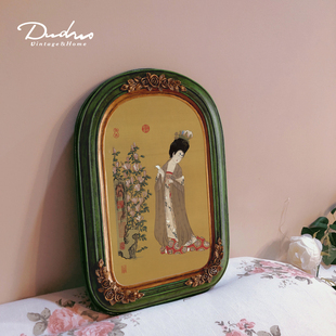 簪花仕女图新中式古典卧室装饰画摆台客厅餐厅挂画复古日式壁画