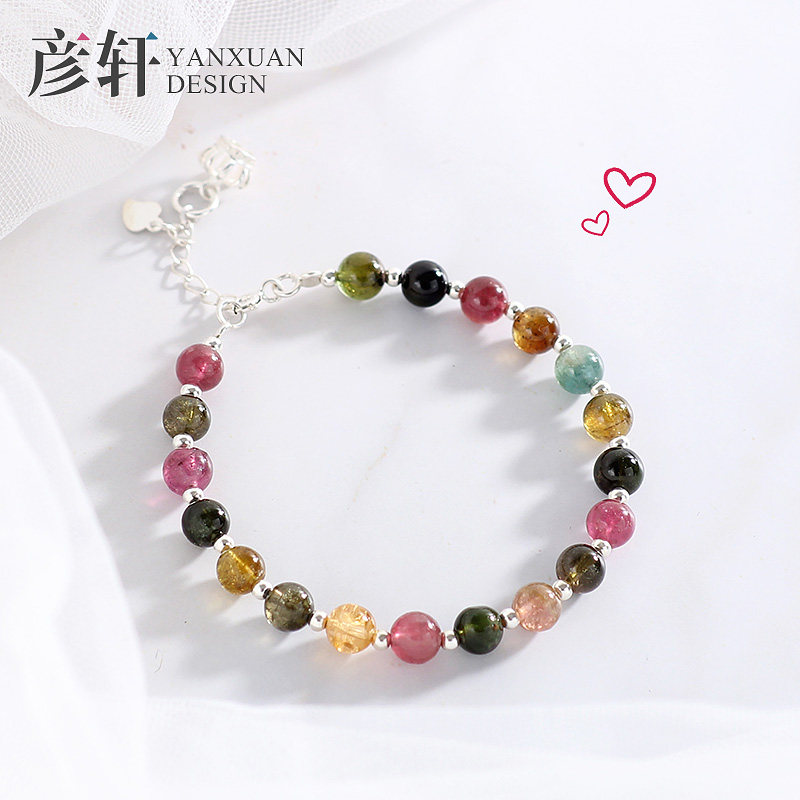 天然水晶碧玺手链女森系学生闺蜜