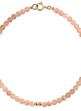 14K包金天然橙月光石水晶手链女