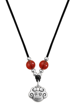 实心999足银平安锁项链锁骨链