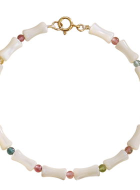 天然碧玺贝壳小竹节手链