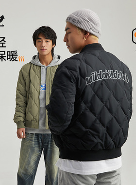 WCC 冬季新款菱格绗缝轻薄保暖羽绒服男潮飞行夹克情侣棒球服外套