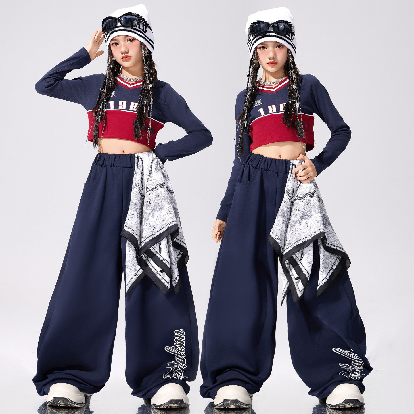 爵士舞女童服装潮酷时髦少儿jazz街舞演出服女孩酷辣套装秋冬上衣