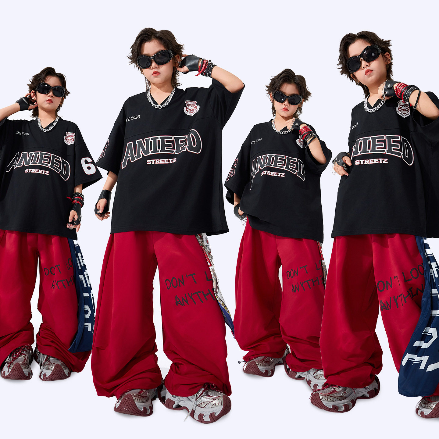 男童街舞儿童潮服酷帅嘻哈套装hiphop女童爵士舞服装架子鼓演出服