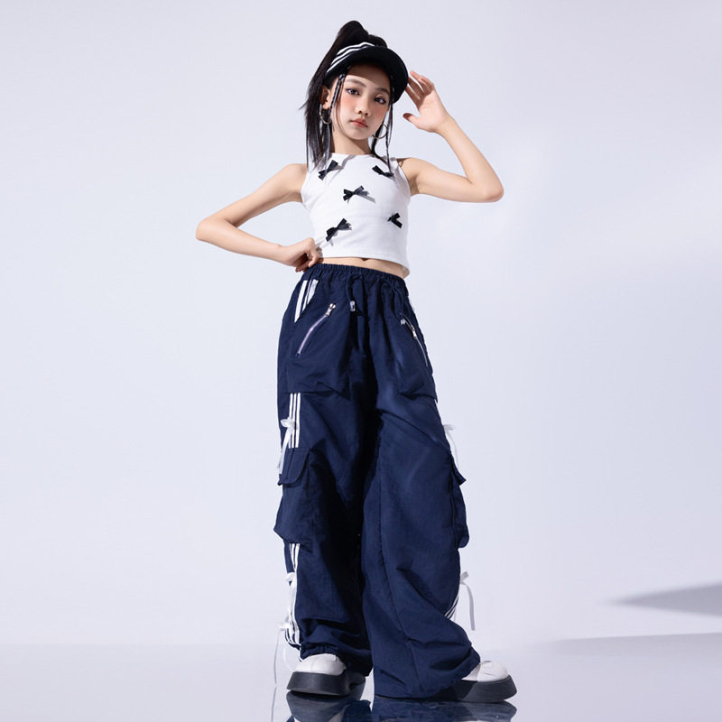 爵士舞服装女童潮酷时髦蝴蝶jazz套装少儿爵士演出服儿童走秀潮服