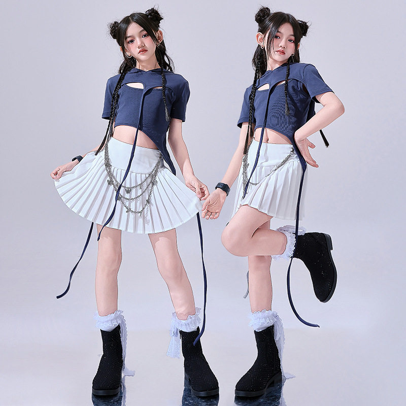女童爵士舞服装夏潮酷时髦舞蹈服儿童走秀潮服jazz少儿六一