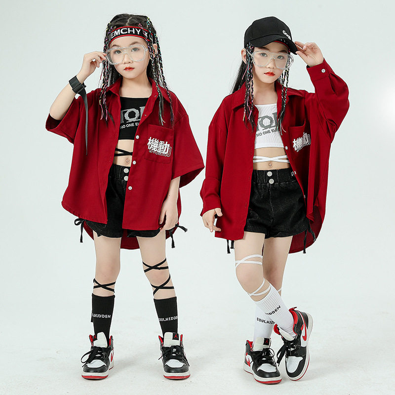 六一女童爵士舞表演潮装夏季女孩露脐jazz定制街舞演出服模特走秀