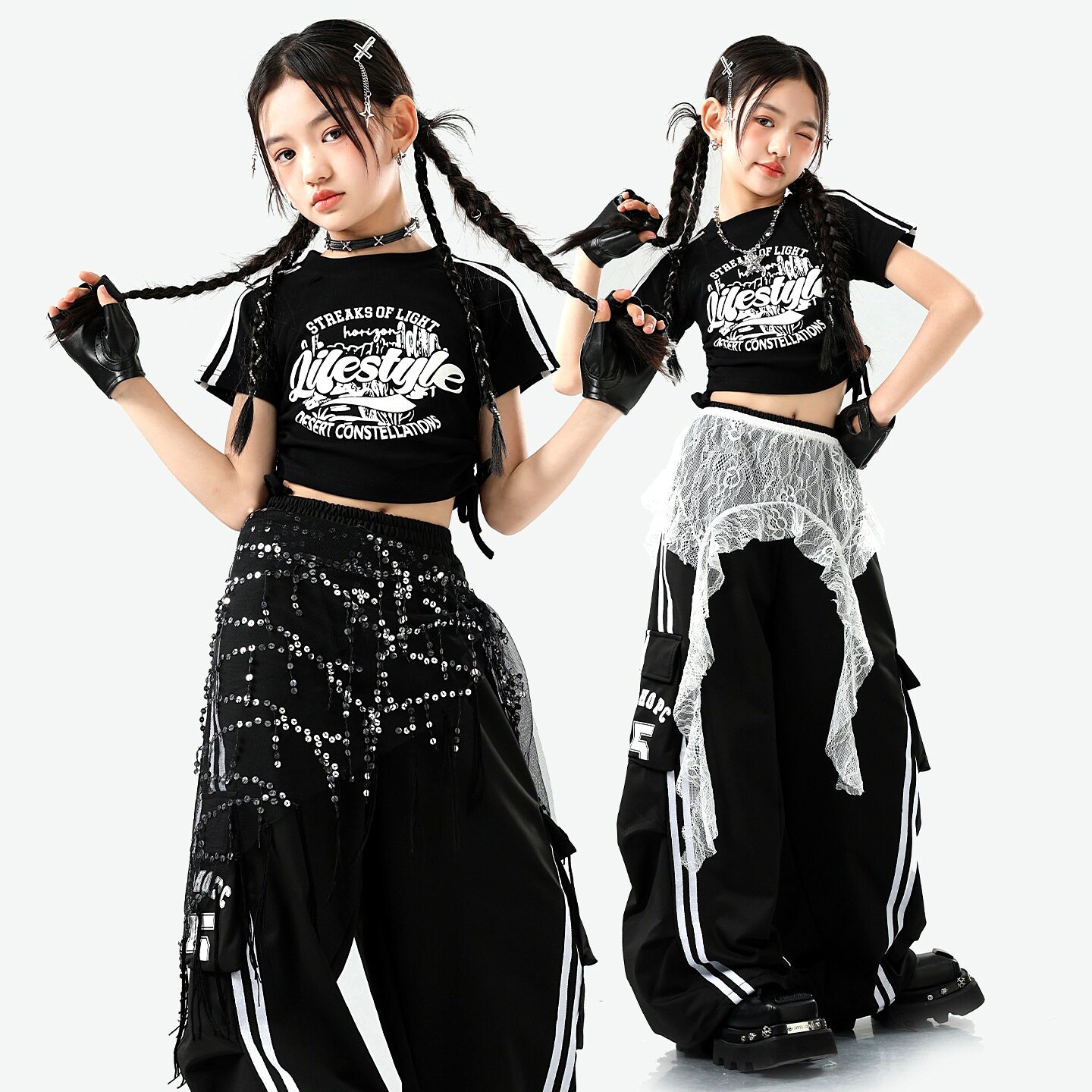 六一儿童演出服夏季女童露脐爵士舞街舞表演服甜酷女团走秀练功潮