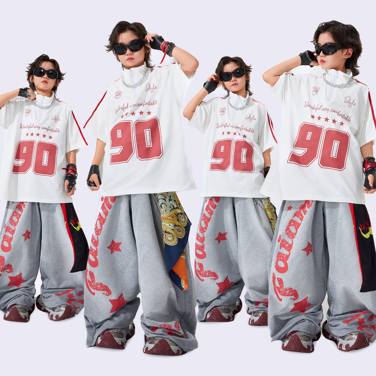 儿童街舞演出服hiphop嘻哈潮酷套装少儿架子鼓爵士舞表演服装炸街