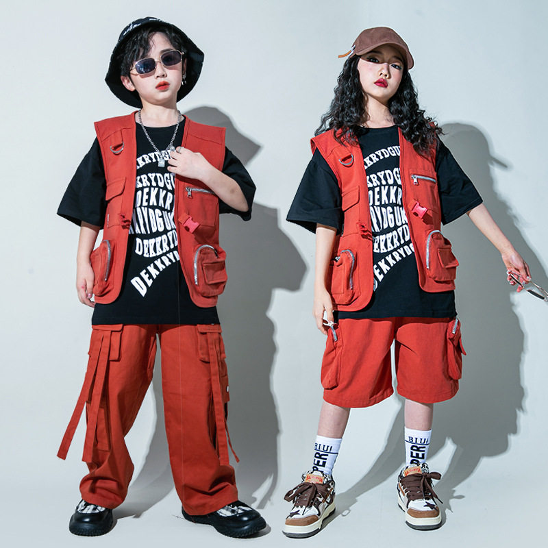 街舞儿童潮服潮酷男童定制套装hiphop炸街童装少儿架子鼓演出服夏