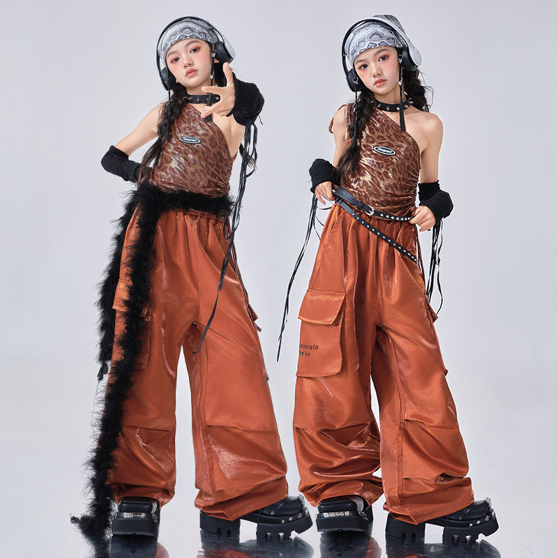 女童爵士舞服装潮酷时髦女孩jazz演出服少儿炸街洋气夏季街舞