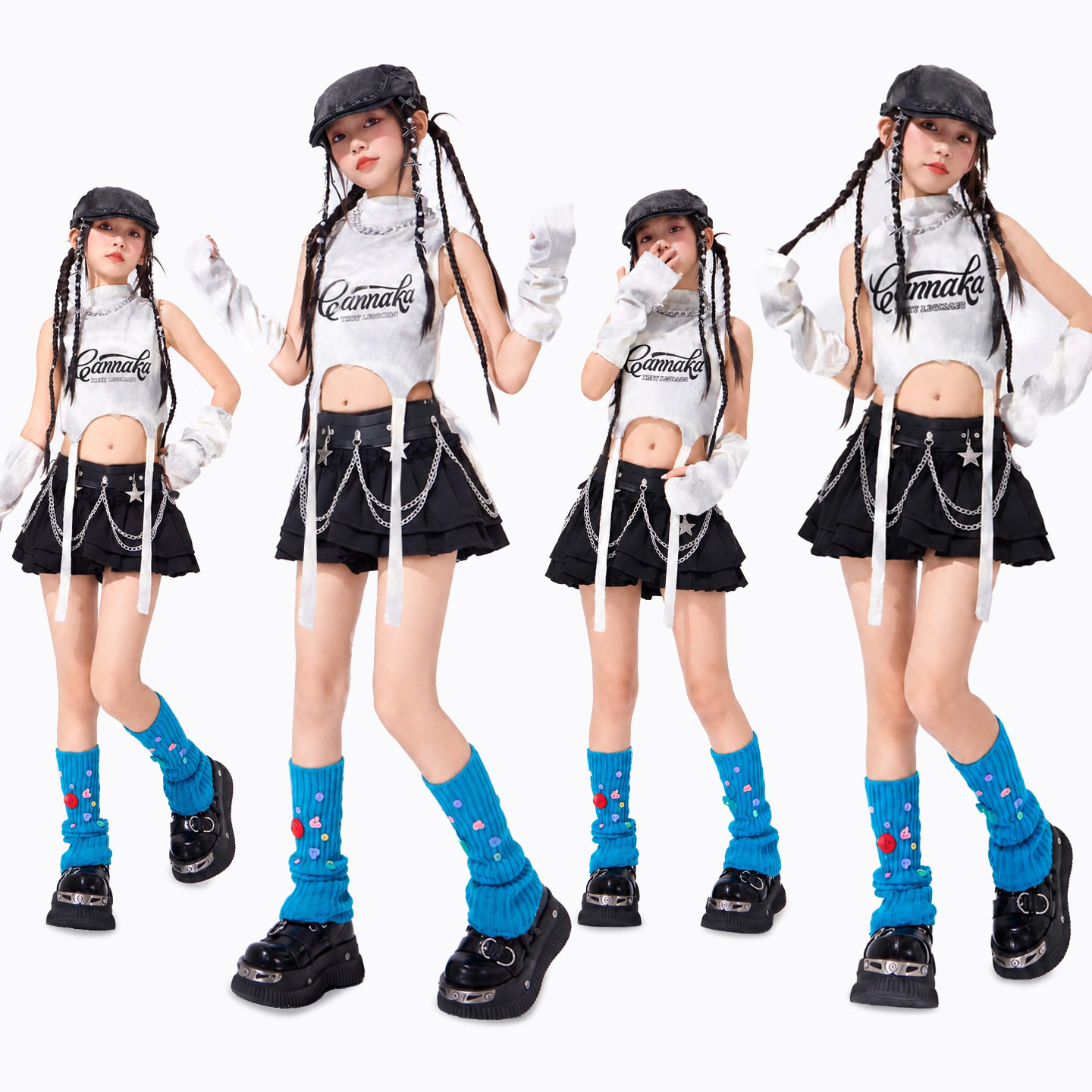 女童爵士舞服装上衣裤子套装少儿jazz嘻哈女团表演出街舞儿童潮服