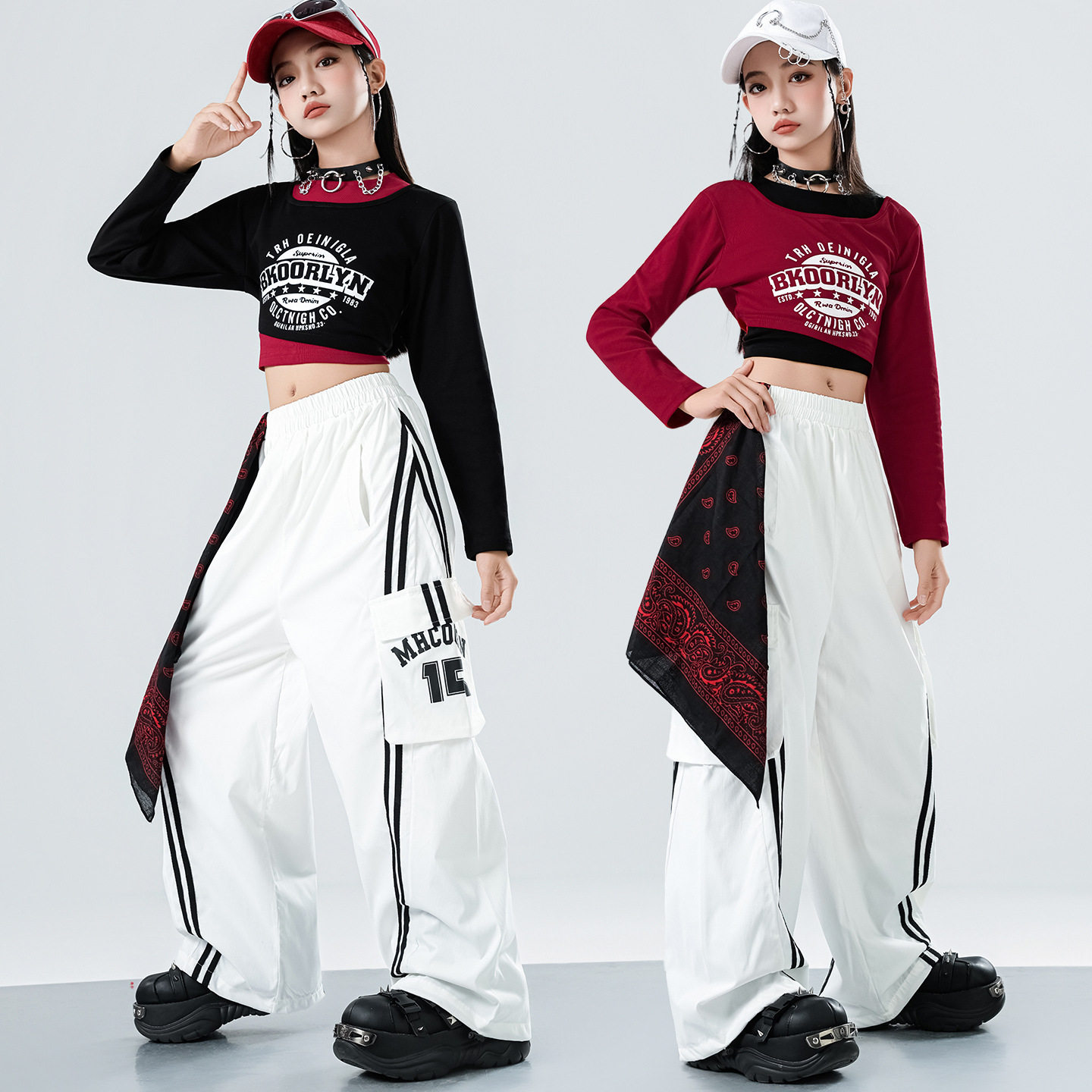 女童爵士舞服装春秋儿童街舞演出服露脐套装hiphop小女孩走秀