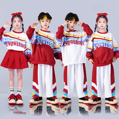 小学生运动会开幕式服装校运会彩虹班服幼儿园儿童啦啦队演出服秋