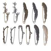 复古树叶镂空大别针 全场满19 包邮 女外套披肩防走光合金羽毛胸针