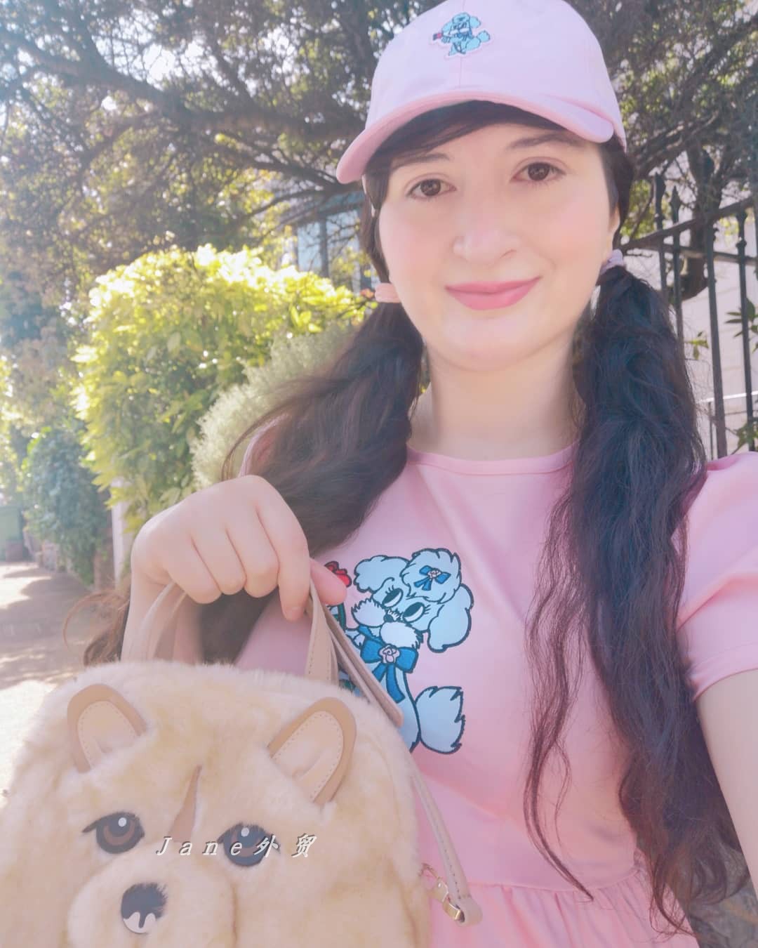 lazy oaf18夏季新款puppy dog小狗刺绣粉色聚会礼裙泡泡袖连衣裙