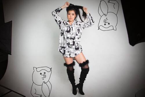 lazy oaf女装方格天使图案卡通印花棉时尚百搭白色中长款长袖外衫