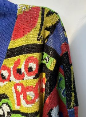 lazy oaf英国外贸原单毛衣外套V领宽松大码男女同款另类嘻哈宠物