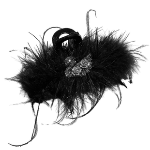 黑色羽毛抓夹女2025新款高级感发夹后脑勺大号鲨鱼夹发卡夹子头饰