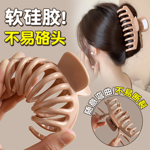 软硅胶鲨鱼夹大号发量多抓夹女高级感2025新款发夹后脑勺夹子头饰
