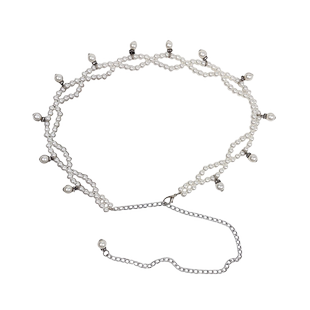 珍珠链条腰带女高级感小香风百搭装饰配裙子连衣裙腰链配饰细白色