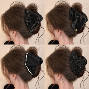 赫本三角抓夹大号发夹后脑勺法式 缎面贝壳鲨鱼夹高级感盘发头饰女