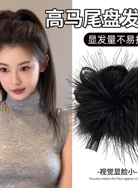 黑色羽毛抓夹高马尾固定神器蝴蝶结发夹女后脑勺2025新款鲨鱼夹子