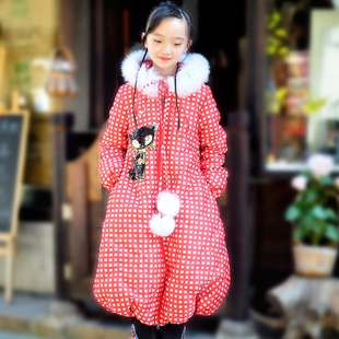 原创亲子装棉袄女童冬装大衣长袍童话涂鸦小魔女羽绒服冬保暖棉服