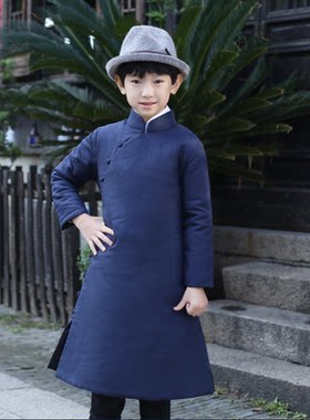 丹凤创意男童冬装素色过年服旗