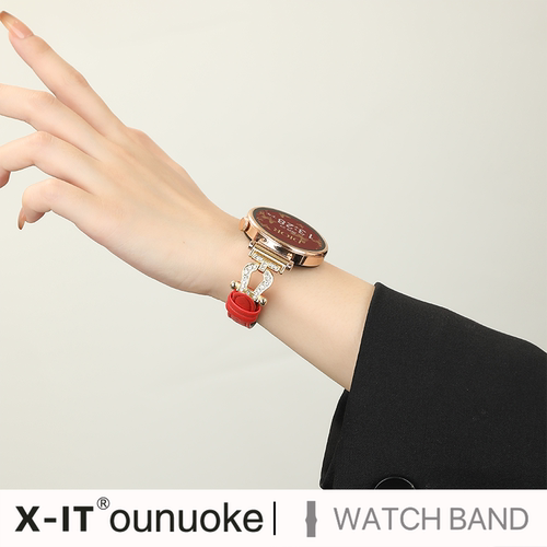 红色皮质X-IT适用华为手表表带