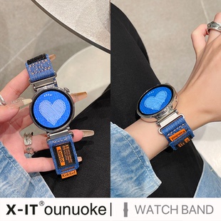41新款 18mm荣耀magic牛仔魔术贴回环 春夏gt4女士gt5智能watch3时尚 xit适用华为GT6表带手表watch4pro新款