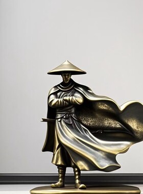 黄铜做旧高山流水侠侣古风小摆件假山水陆缸微景观盆景工艺品