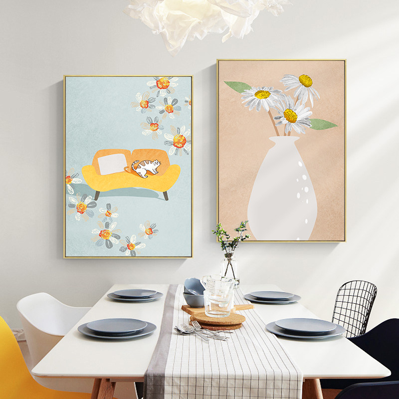 现代简约小清新餐厅装饰画饭厅墙面壁画北欧风格温馨创意挂画