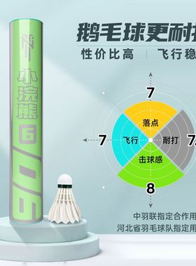南极风羽毛球小浣熊6号鹅毛全圆日常娱乐训练用球飞行稳定10只装