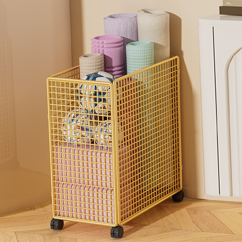 瑜珈垫收纳筐家用运动健身器材收纳层架夹缝家用放羽毛球篮球置物