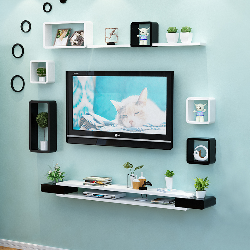 TV phòng khách set-top TV hộp tủ lưu trữ kệ tủ âm tường kệ tường nền tường phòng ngủ tường