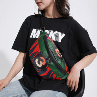 印花包单肩包月牙包独眼虎潮真皮时尚休闲斜挎背包男女包腰包胸包