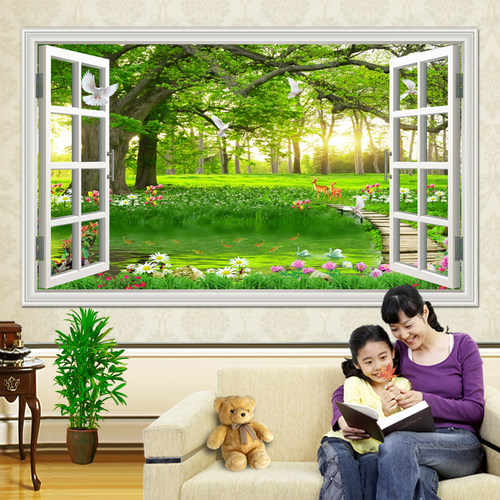 自粘防水客厅卧室床头玻璃纸墙画