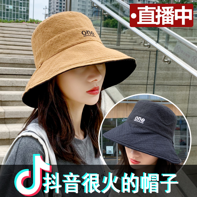 网红双面女士夏季日系遮脸渔夫帽