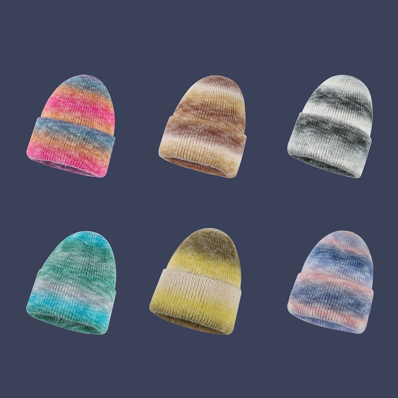 渐变保暖毛线帽韩火火同款