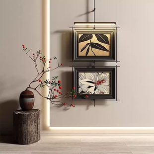 中古风氛围灯壁灯装饰画售楼部立体吊杆玄关茶室壁挂墙面高档挂饰