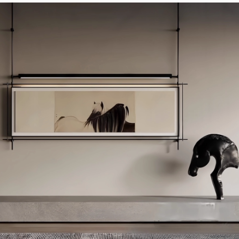 高级感金属吊杆灯光画