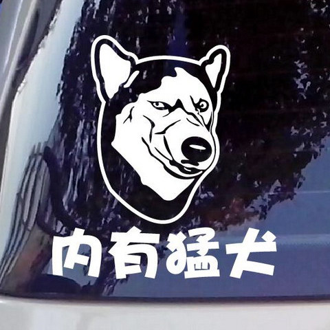 内有猛犬哈士汽车贴纸后窗