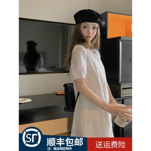 小个子泡泡袖 学院风气质甜美初恋裙 减龄白色连衣裙女2025夏季 新款