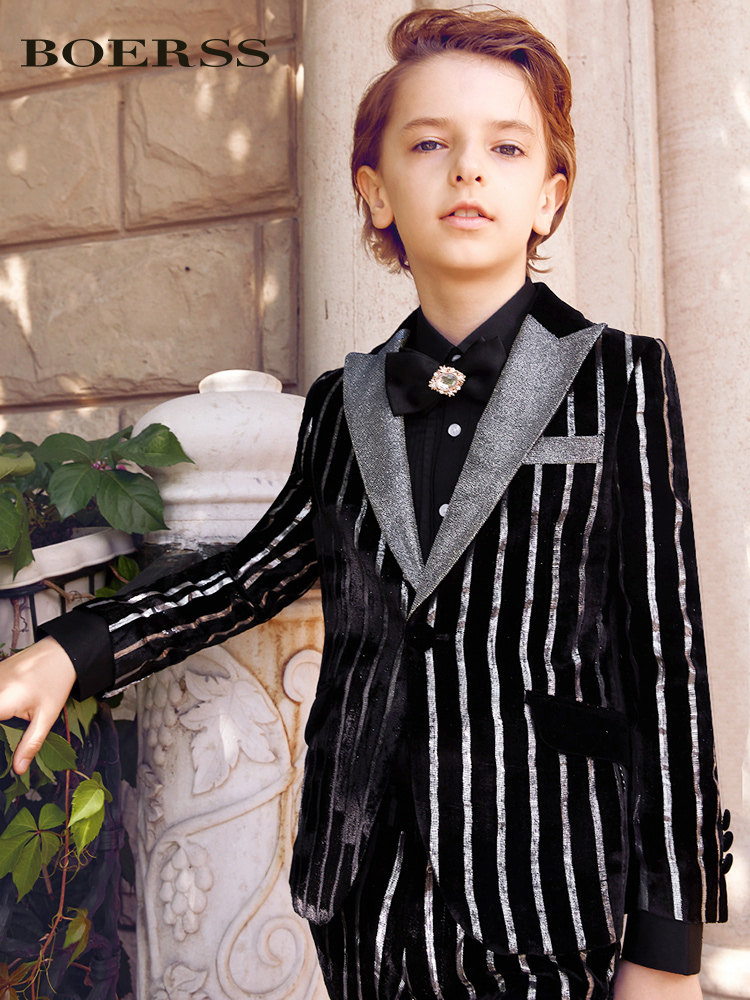 Children's suit suit, boy's flower girl dress, piano performance clothing, big boy, handsome kid, suit jacket, spring and summer