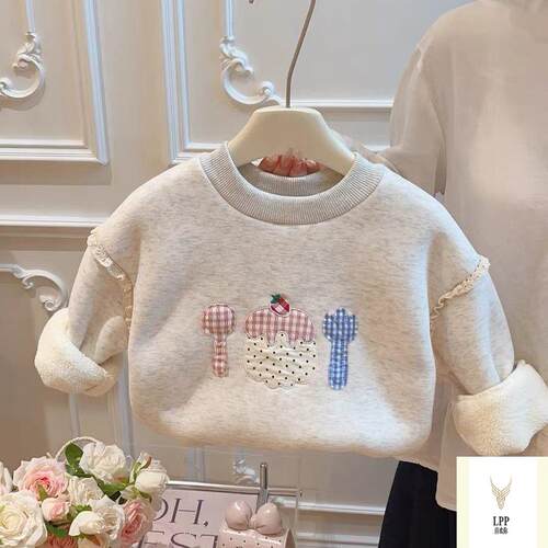 女童加绒加厚卫衣秋冬季2