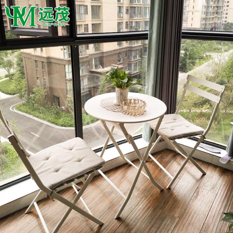 远茂户外阳台小桌椅网红创意阳台茶桌椅组合可折叠靠背椅铁艺组合_虎窝淘