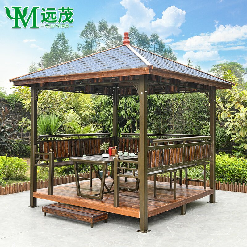 远茂沥青瓦凉亭户外庭院实木亭子室外别墅花园防腐木遮阳棚雨棚