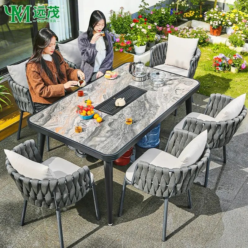 【远茂品牌】庭院多功能岩板茶桌北欧别墅室外花园休闲轻奢茶桌椅,住宅家具,桌椅套件,淘宝优惠券,粉丝福利购,淘宝优惠卷
