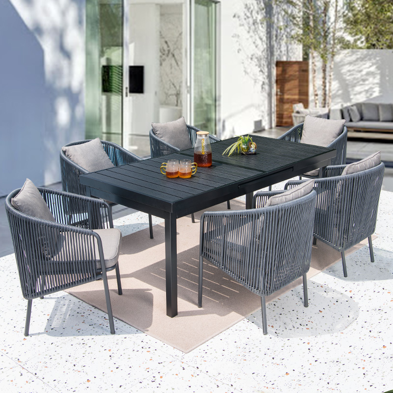 远茂网红别墅户外桌椅庭院露天塑木室外藤椅组合腾椅藤编椅防水